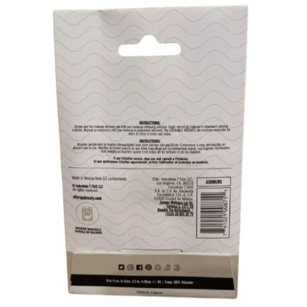 Afterspa Reusable Rounds 2 Pack Reusable Makeup Removal Pads